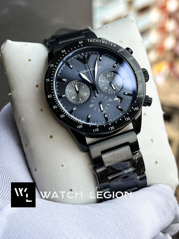 ARMANI BLACK MATT BODY BLUE DIAL
