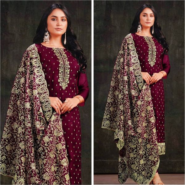 Semi –Embroidery & Sequence Work Party dress