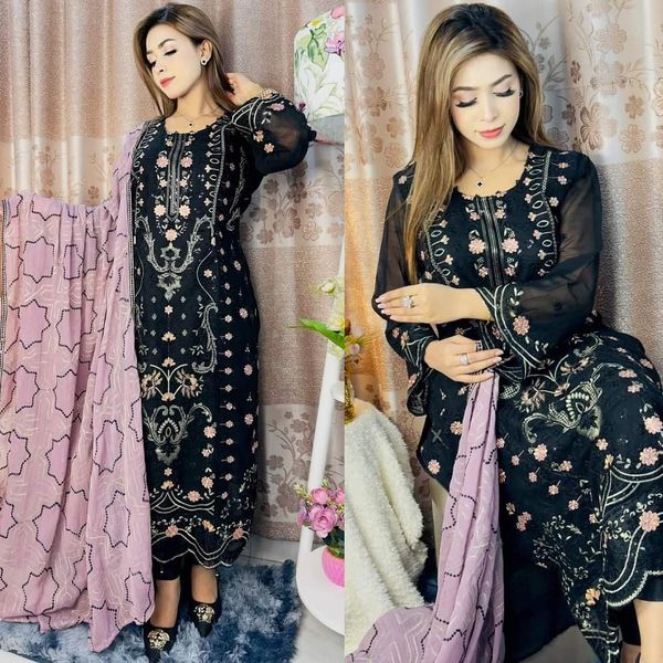 Semi –Embroidery & Sequence Work Party dress