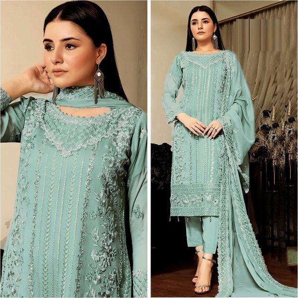 Semi –Embroidery & Sequence Work Party dress