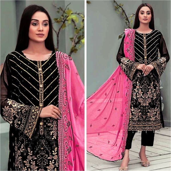 Semi –Embroidery & Sequence Work Party dress