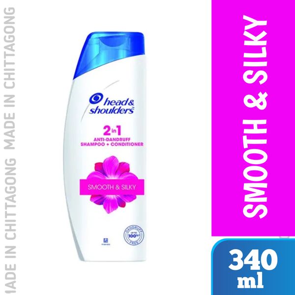 Head & Shoulders 2-in-1 Smooth and Silky Anti Dandruff Shampoo + Conditioner for Women and Men - 340ml