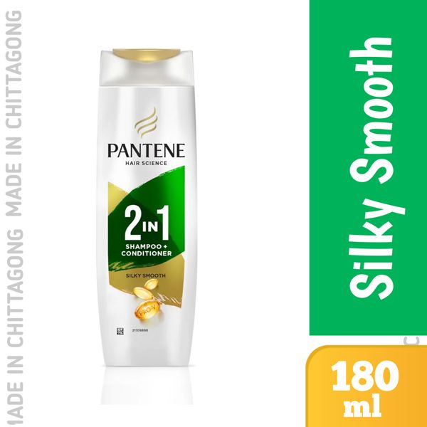 Pantene Advanced Hairfall Solution, 2in1 Anti-Hairfall Silky Smooth Shampoo & Conditioner for Women, 180ML