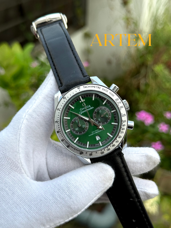 Omega Speedmaster '57 Green Dial-Black Belt AA