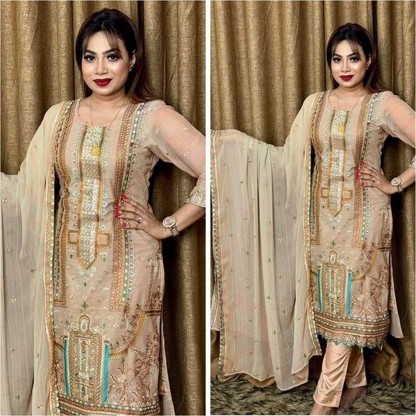 Semi –Embroidery & Sequence Work Party dress