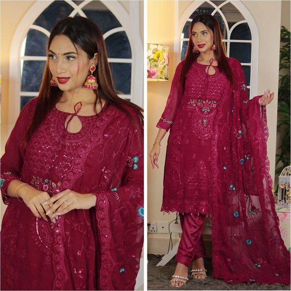 Semi –Embroidery & Sequence Work Party dress