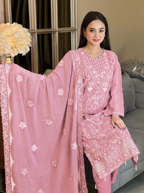 Semi –Embroidery & Sequence Work Party dress