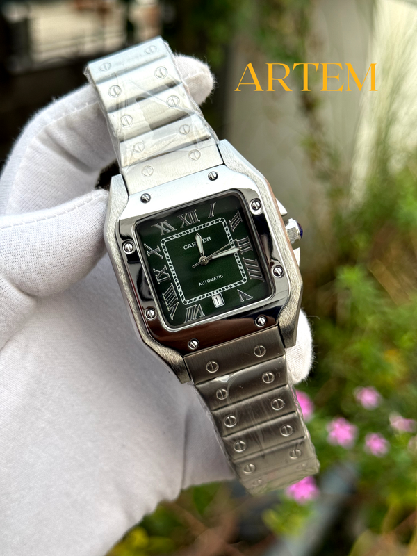 Santos De Cartier Sweep Movement Green Dial AA