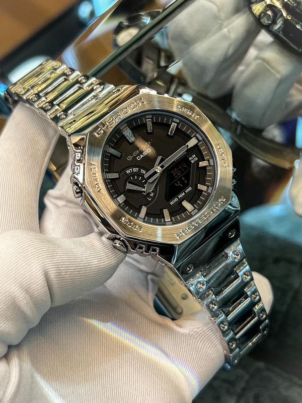 G Shock Chain Silver Black Dial AAA
