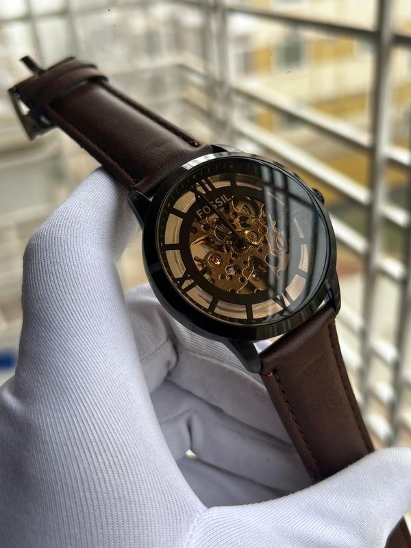 Fossil Auto Brown Belt Brown Glass
