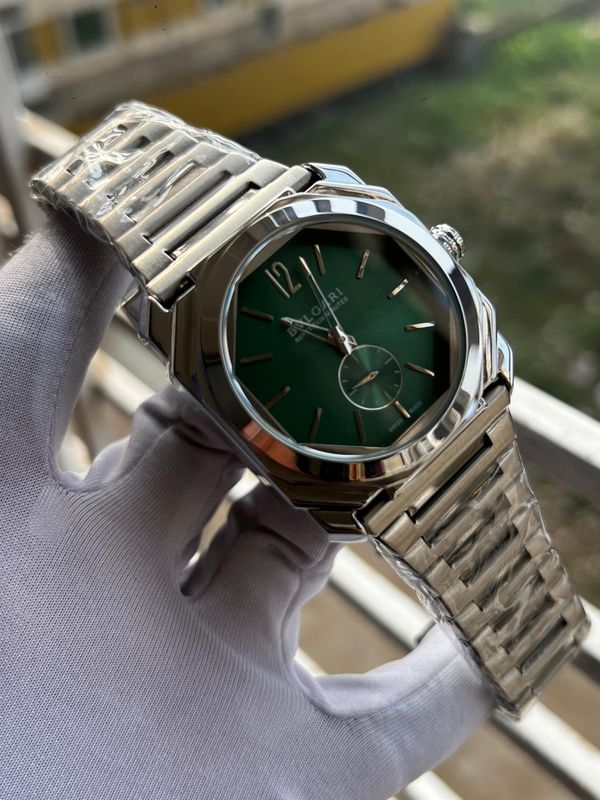 Bvlgari 60Sec Glossy Green Dial Silver CH