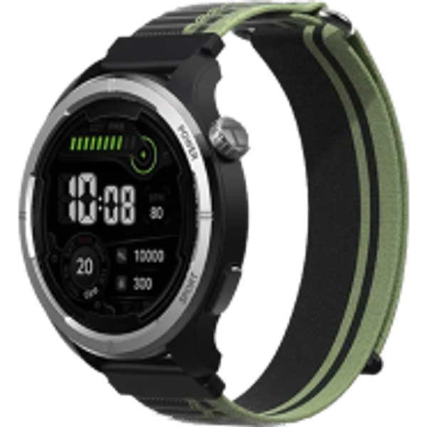 Haylou Solar Neo 1.53 inch Bluetooth Calling Smart Watch (Silicone plus Woven) Strap- Black