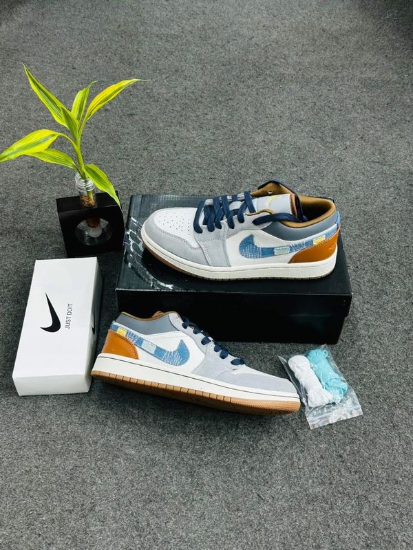 Air Jordan 1 Low SE 'Phantom Repaired Denim Swoosh'(1:1)