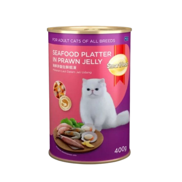SmartHeart Adult Cat Food Seafood Platter Prawn Jelly (Can)