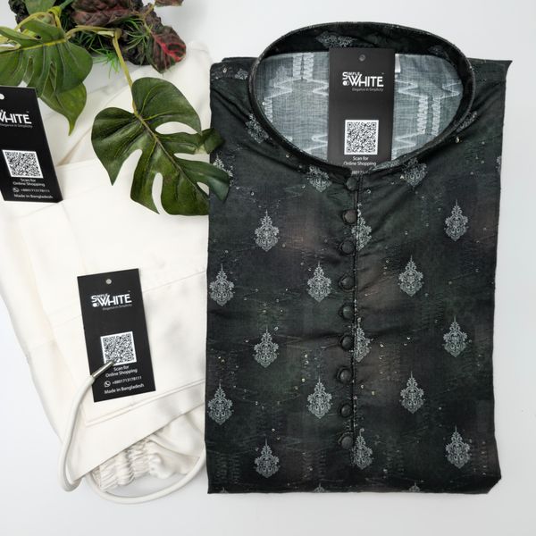 Dark Green with Floral Pattern