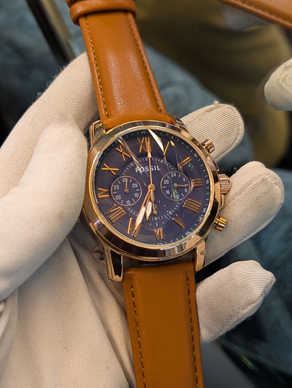Fossil Q Mustard Belt Blue Dial RG Digit