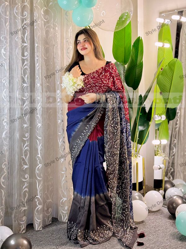 সিল্ক ভেজিটেবল ডাই শাড়ি