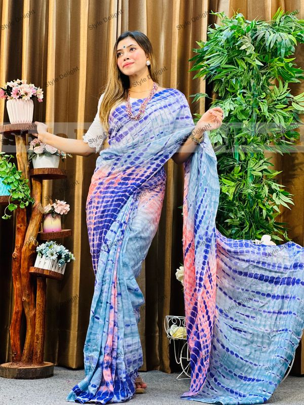 সিল্ক টাইডাই বাটিক শাড়ি