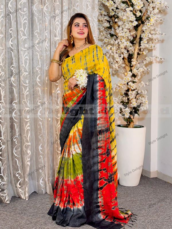 সিল্ক টাইডাই বাটিক শাড়ি