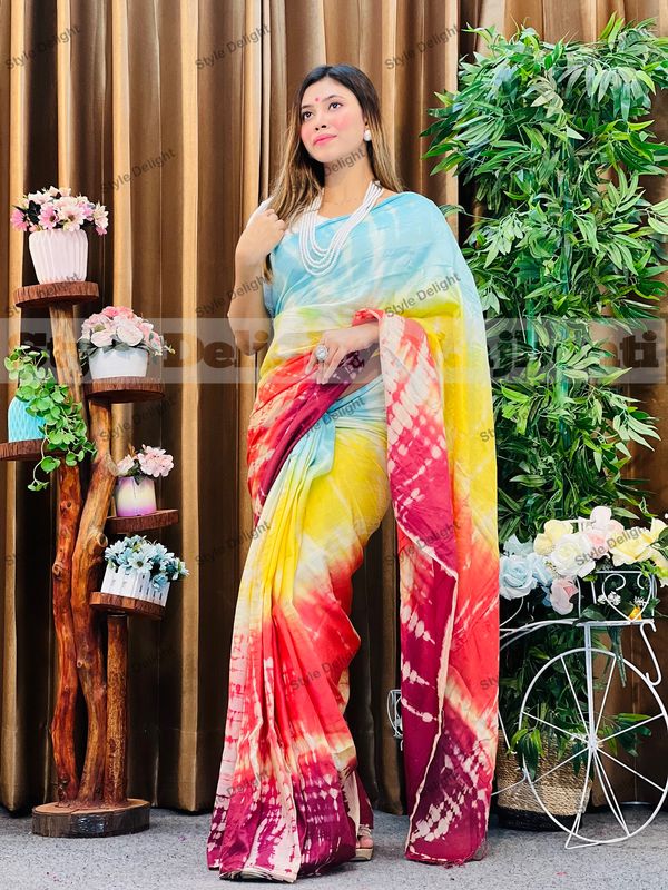 সিল্ক টাইডাই বাটিক শাড়ি