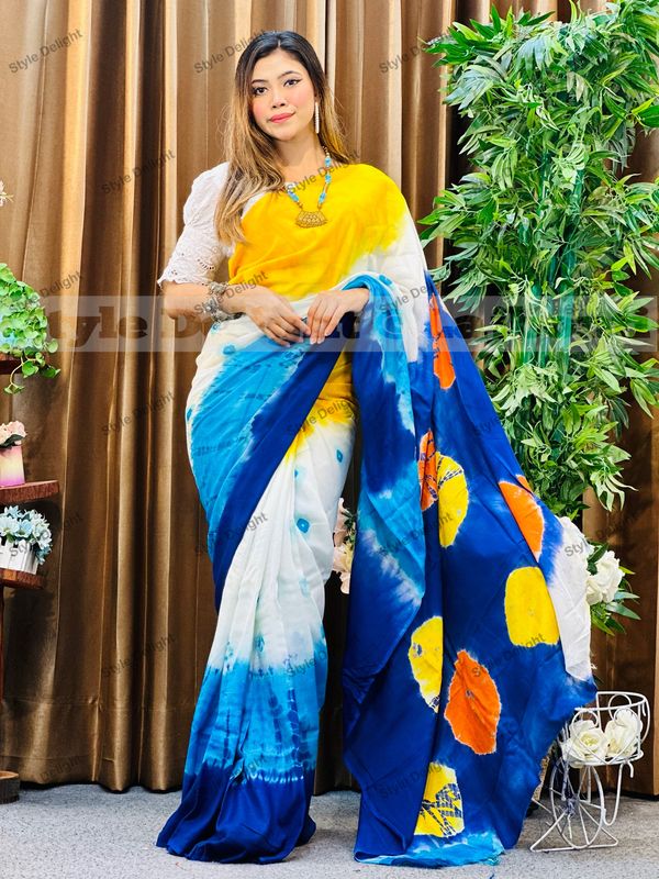 সিল্ক টাইডাই বাটিক শাড়ি