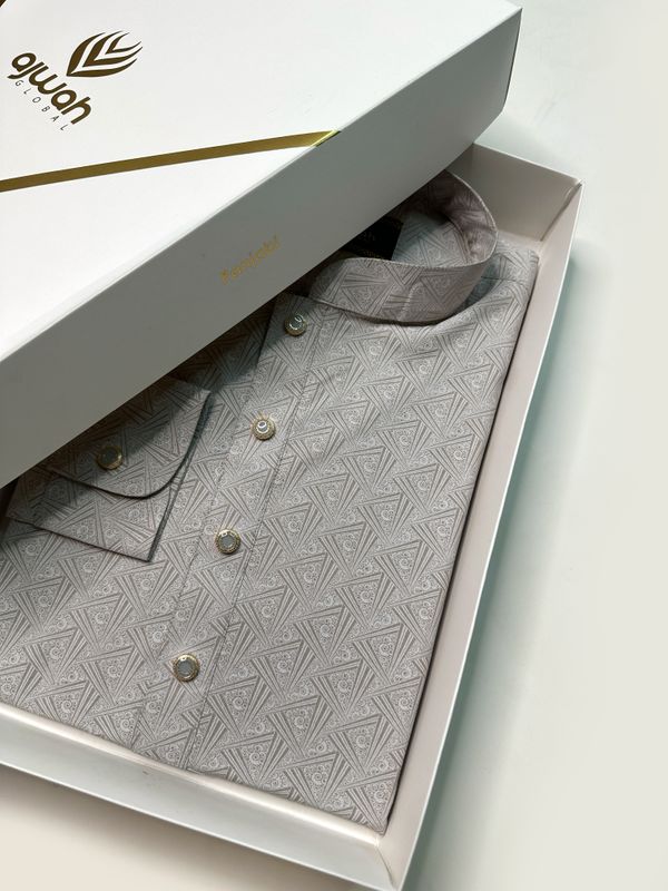 Raafi Textured Cuff Panjabi – Stone Grey Edition