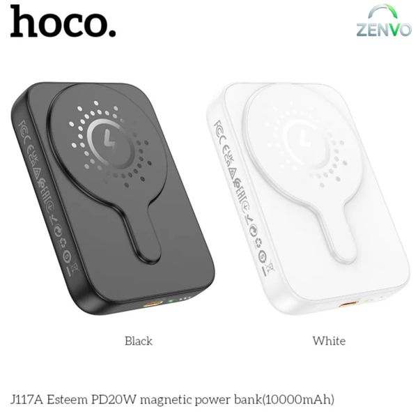 HOCO J117A magnetic wireless fast charging Power bank 10000mAh – White Color