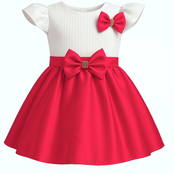 Kids Girls Fashionable Rainstone Bow Party Dress