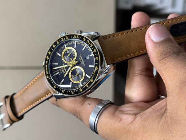 OMEGA SPEEDMASTER MUSTARD BELT BLACK DIAL YELLOW HAND