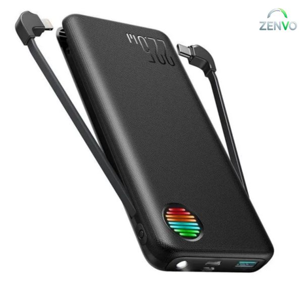 Joyroom JR-L014 22.5W 10000mAh Power Bank with Dual Cables – Black