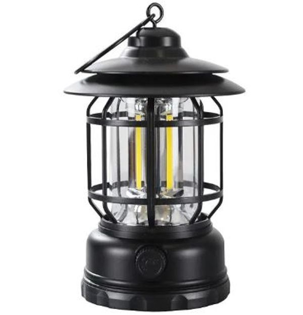 Multifunctional Rechargeable Stepless Dimming Handheld LED Camping Lamp Vintage Portable Lantern