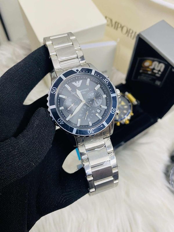 Emporio Armani World explore Black Dial Chronograph mens watch
