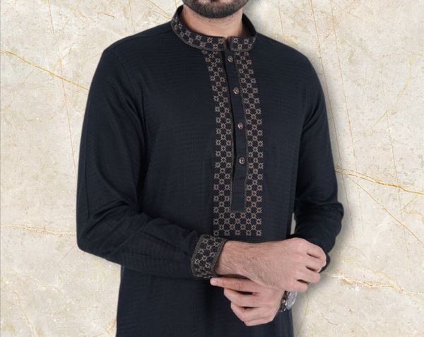 GoodMan Premium Quality Black Color Semi Long Panjabi