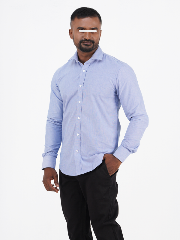 Men Casual Full Shirt Classic Slim Fit Light Blue Cotton – Versatile Formal & Casual | Palli