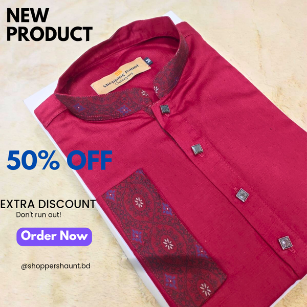 Premium Maroon Contrast Panjabi (Trendy Maroon beauty)