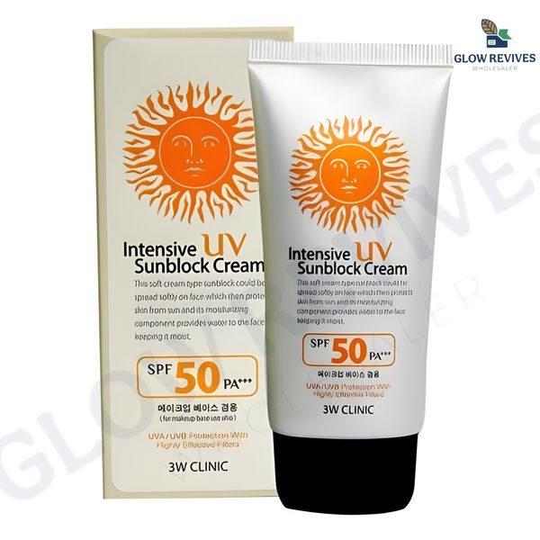 Three W Clinic Intensive UV Sunblock Cream 𝐒𝐏𝐅𝟓𝟎+ 𝐏𝐀+++ (𝟕𝟎𝐦𝐥)