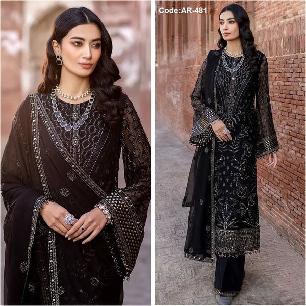 Semi –Embroidery & Sequence Work Party dress
