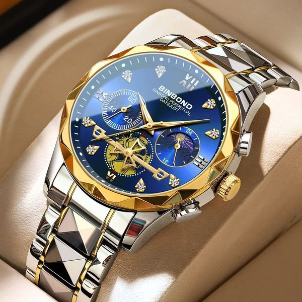BINBOND B1236 Brand Fashion Tourbillon Dial Quartz Watches Men’s Luxury Stainless Steel - Image 3