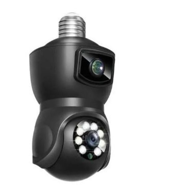 V380 E9 Dual Lens Bulb PTZ IP Camera- Black Color