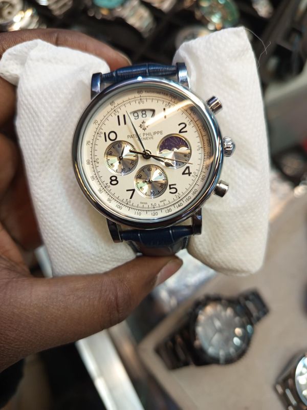 Patek Philippe Simple Dial 1/2/3/4 Digit Blue Belt Silver Case