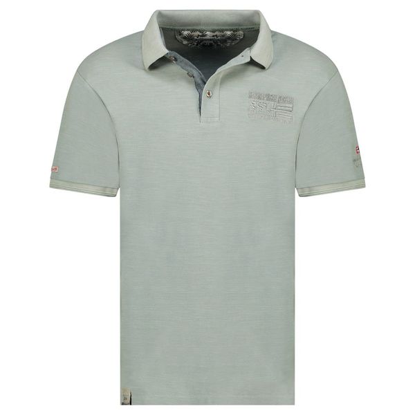 Embroidered polo shirt with flags and short sleeves Olive