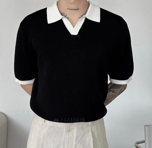 Old Money Stripped V-Neck Polo