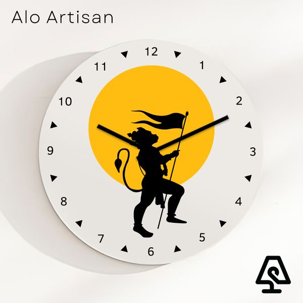 Hanuman Yellow Theme White Wall Clock