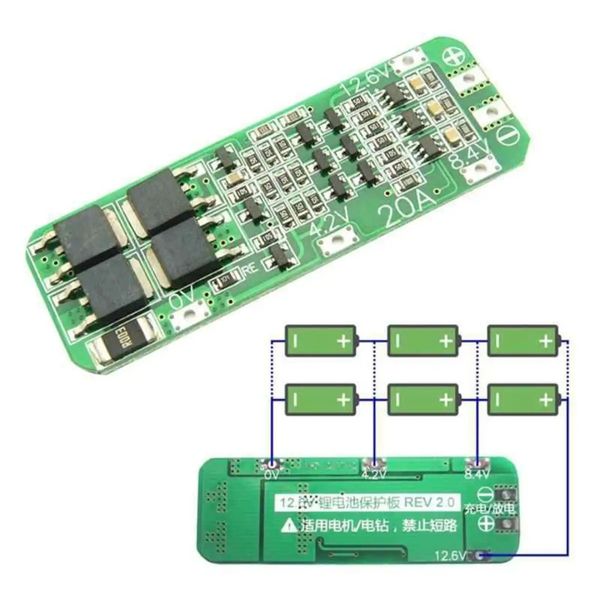 3S 20A Lithium Battery Protection Board BMS)_ 18650 Charger BMS Protection Board 12.6V Cell