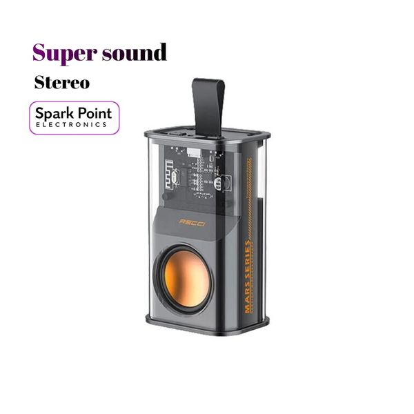 RECCI RSK-W30 Transparent Wireless Speaker with RGB Light- Black Color