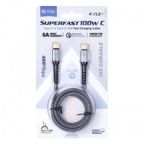ZOOOK Superfast 100W C USB Type-C To Type-C Fast Charging Cable