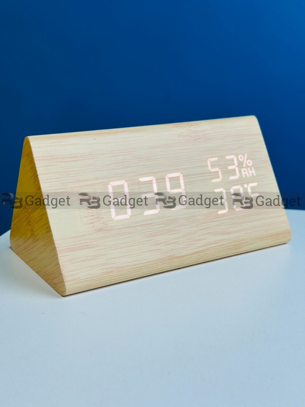 Triangle Wooden Style Digital LED Clock