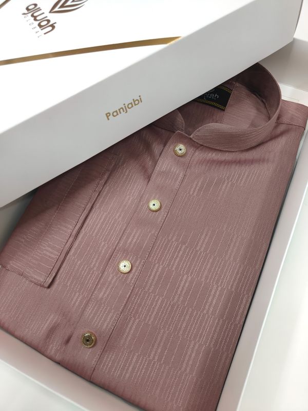 Ajwah Premium Muted Rose Textured Panjabi