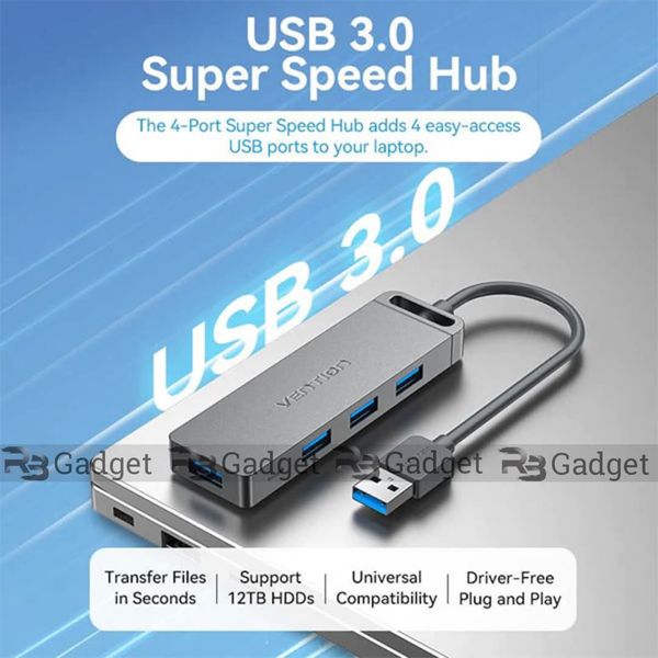Vention CHLBD 4-Port USB 3.0 Hub with Power Supply