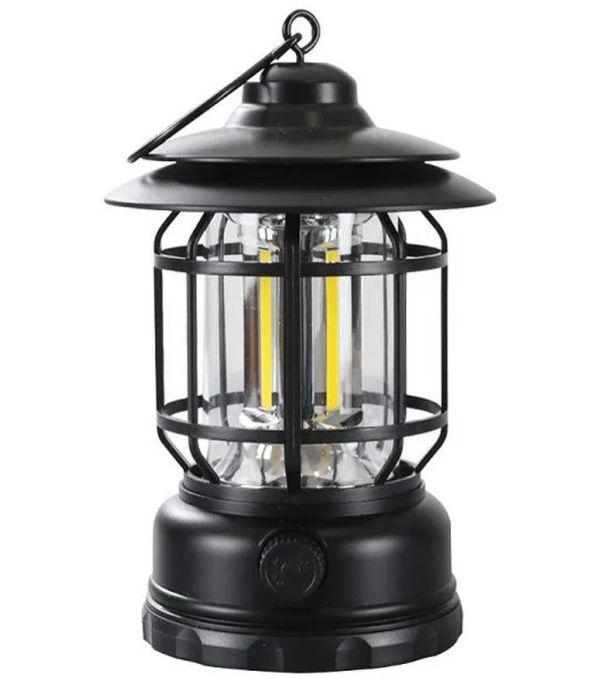 Multifunctional Rechargeable Stepless Dimming Handheld LED Camping Lamp Vintage Portable Lantern